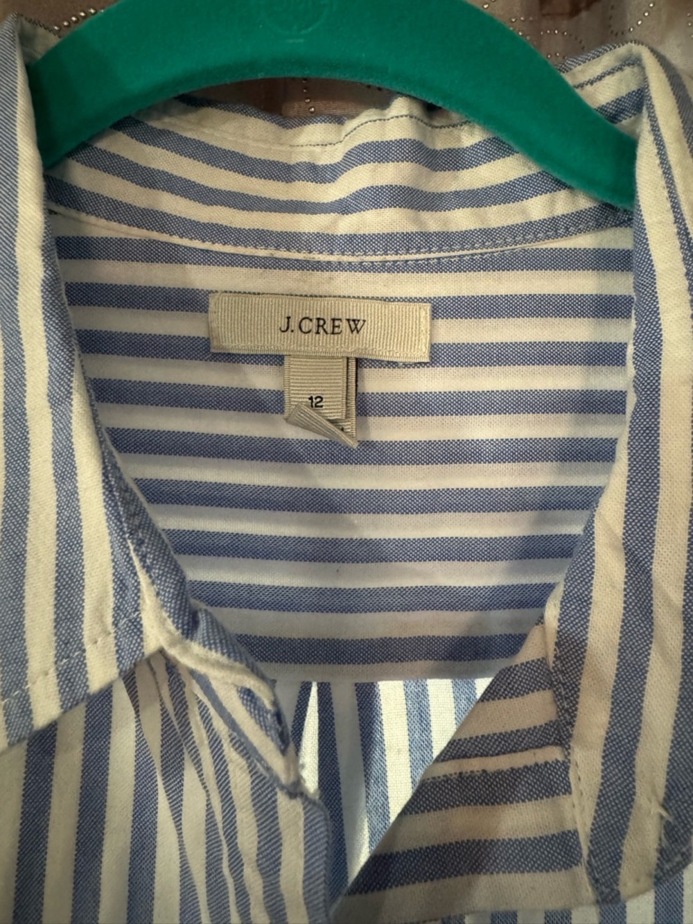 J. Crew Blue and White Striped Casual Button-Down Shirt